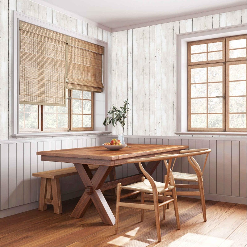Abyssaly 17.71" X 236.2" White Wood Wallpaper Self-Adhesive Shiplap Removable Wallpaper Peel and Stick Countertops Home Decoration Shelf Liner Vintage Wooden Film Vinyl Wood Contact Paper - Image 3